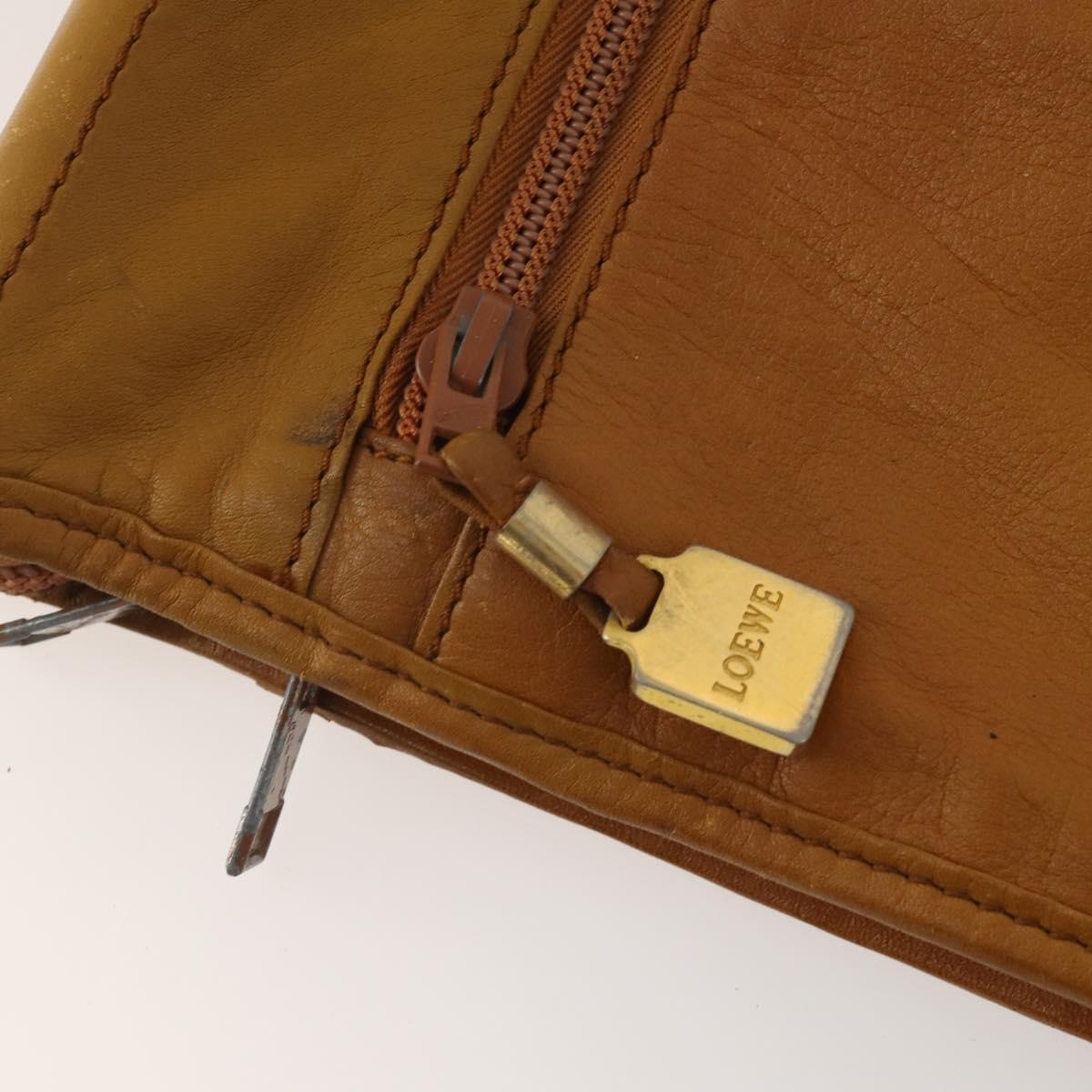 LOEWE Anagram Garment Cover Leather Beige Gold Tone Auth bs36558