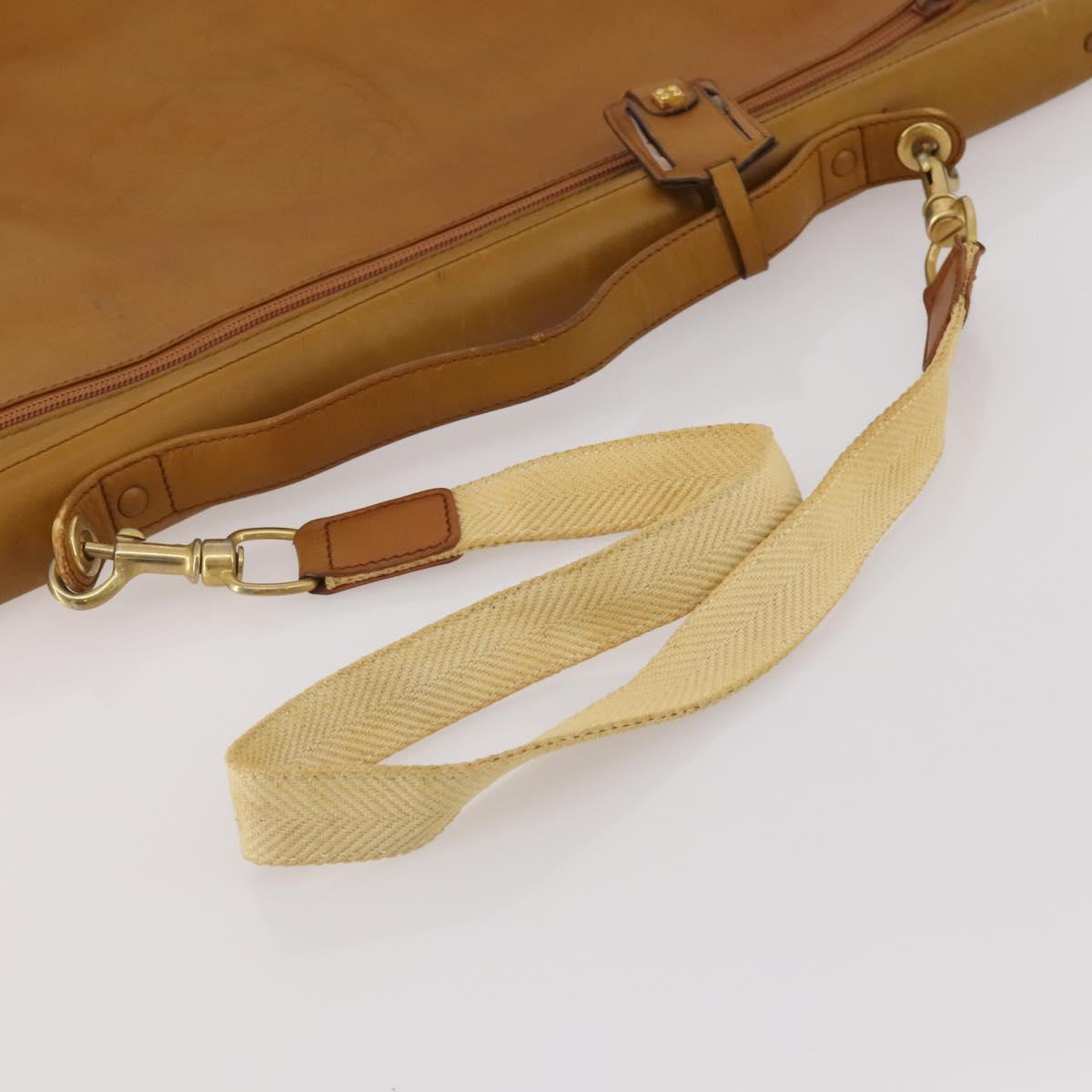 LOEWE Anagram Garment Cover Leather Beige Gold Tone Auth bs36558