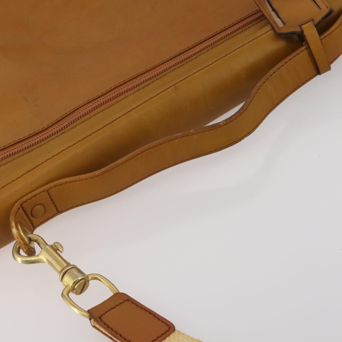 LOEWE Anagram Garment Cover Leather Beige Gold Tone Auth bs36558