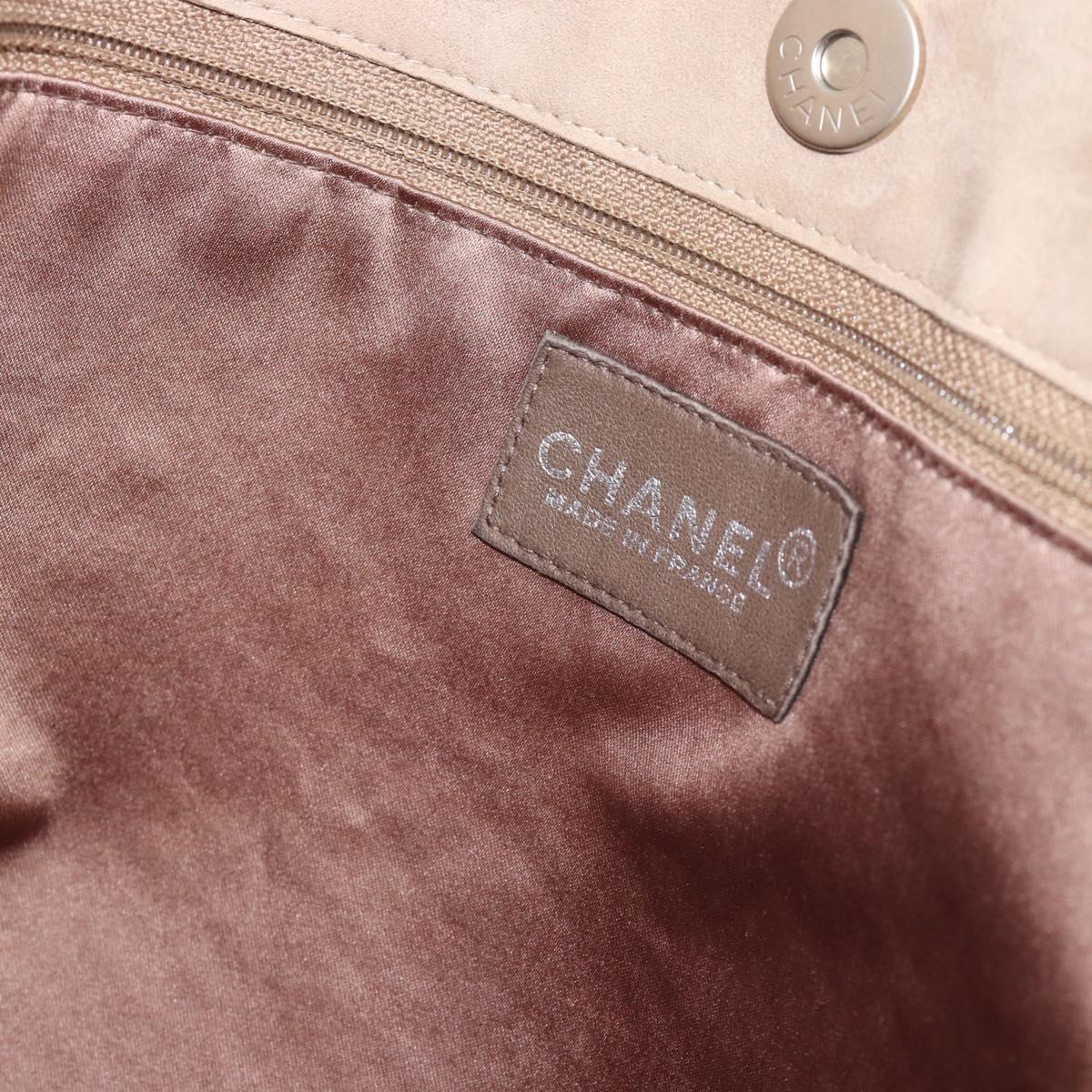 CHANEL Tote Bag Suede Beige CC Auth bs36562