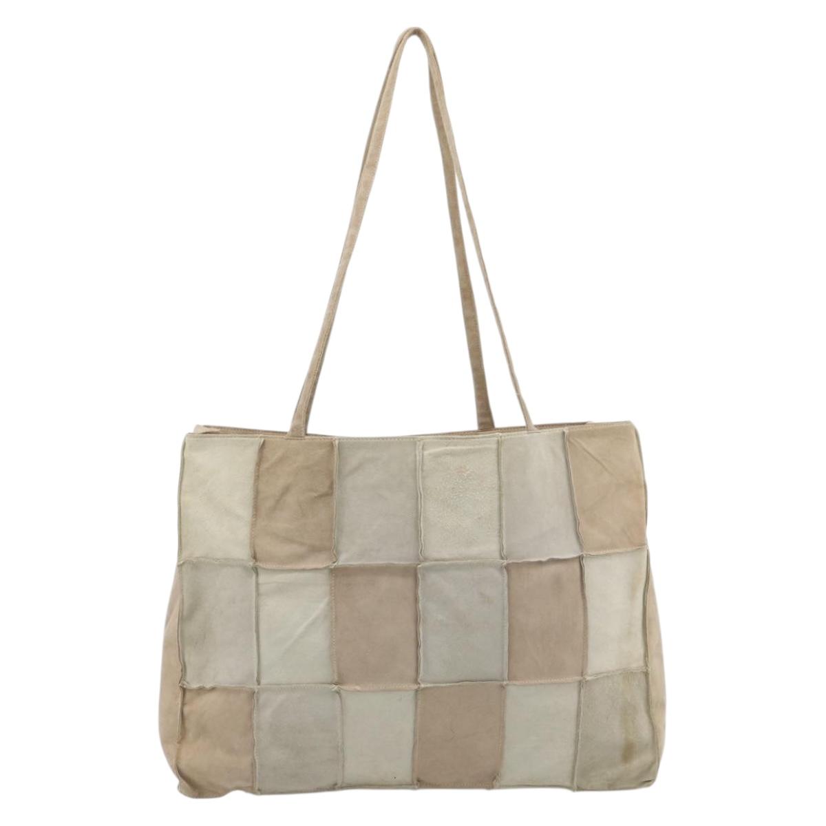 CHANEL Tote Bag Suede Beige CC Auth bs36562