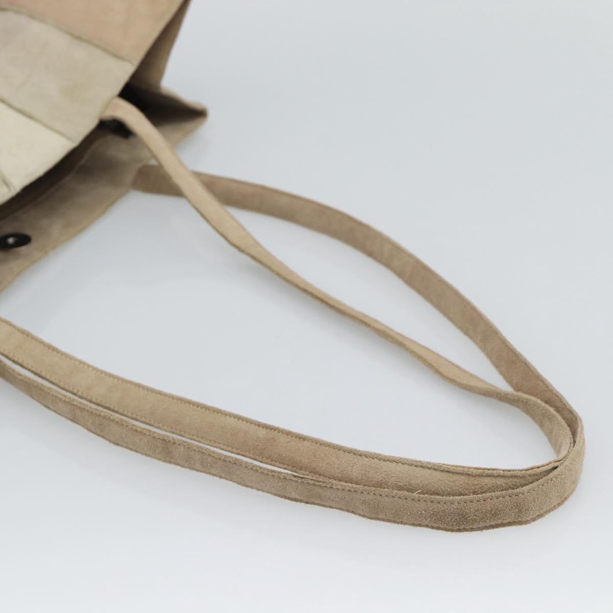 CHANEL Tote Bag Suede Beige CC Auth bs36562