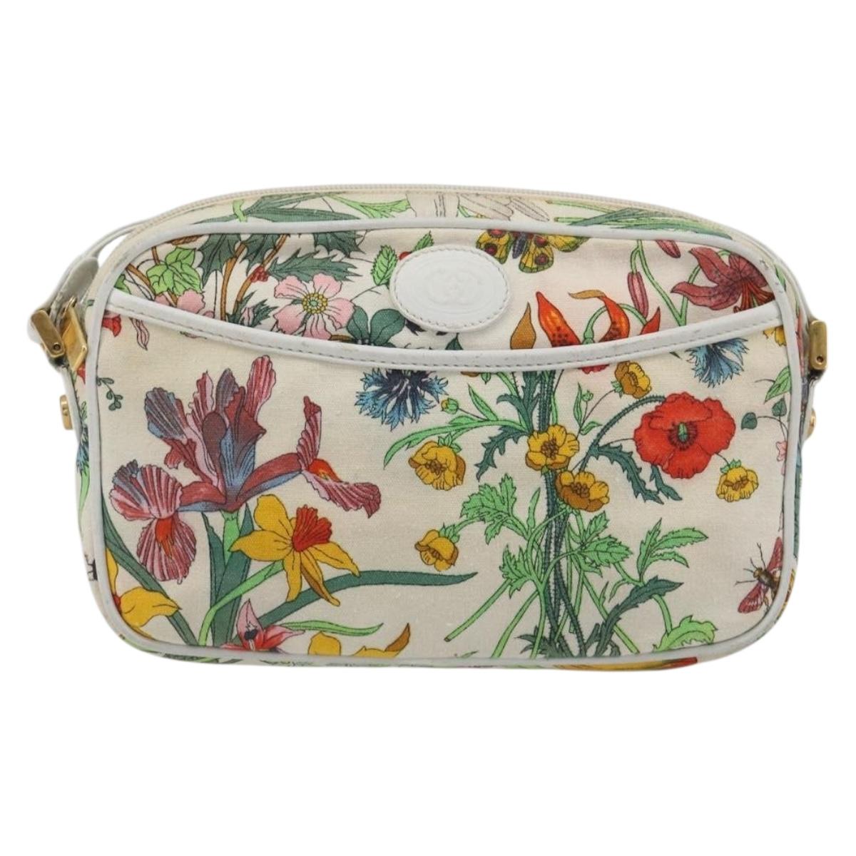 GUCCI Flora Shoulder Bag Canvas Multicolor Gold 007 113 1943 Auth bs36563