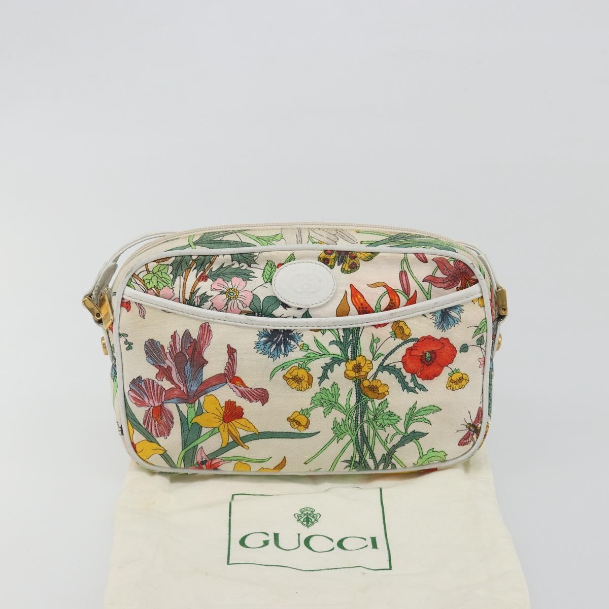 GUCCI Flora Shoulder Bag Canvas Multicolor Gold 007 113 1943 Auth bs36563