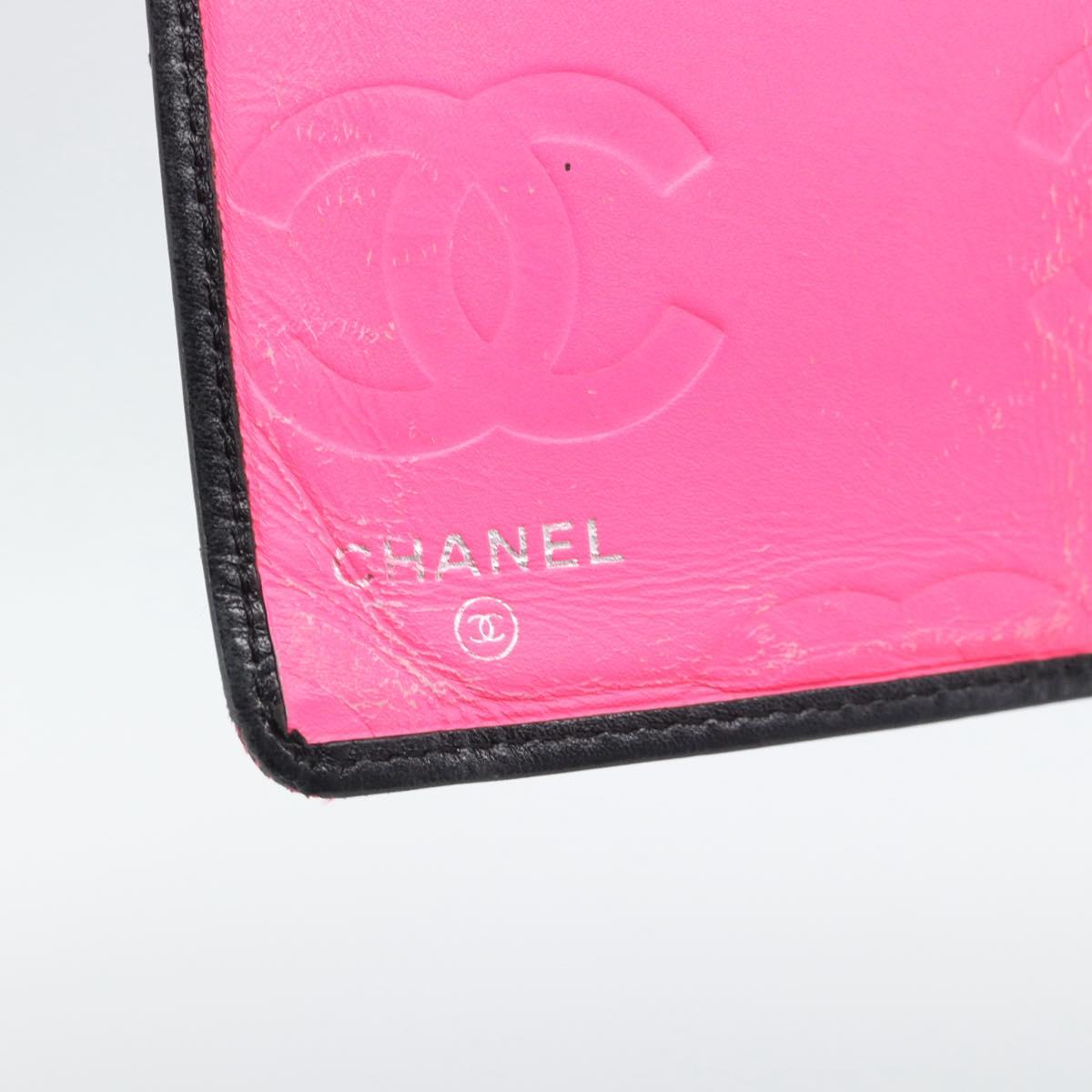 CHANEL Matelasse Cambon Line Long Wallet Leather Black Silver CC Auth bs36564