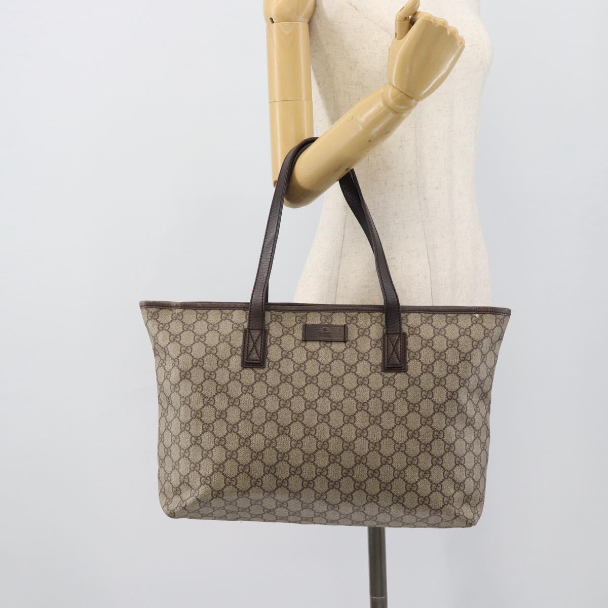 GUCCI GG Supreme Tote Bag PVC Beige 181084 Auth bs36565