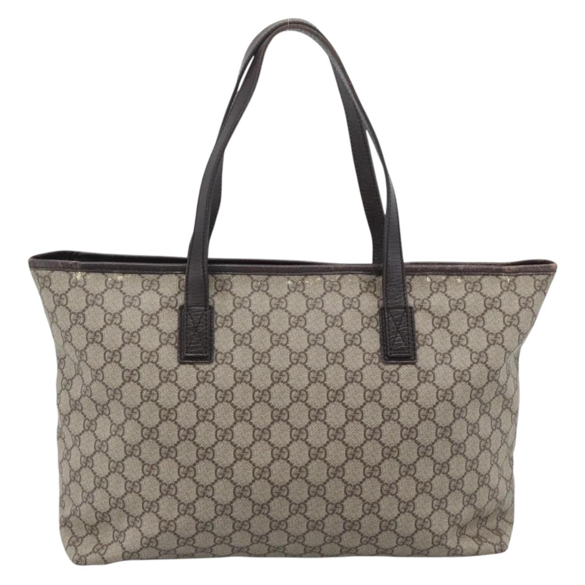 GUCCI GG Supreme Tote Bag PVC Beige 181084 Auth bs36565