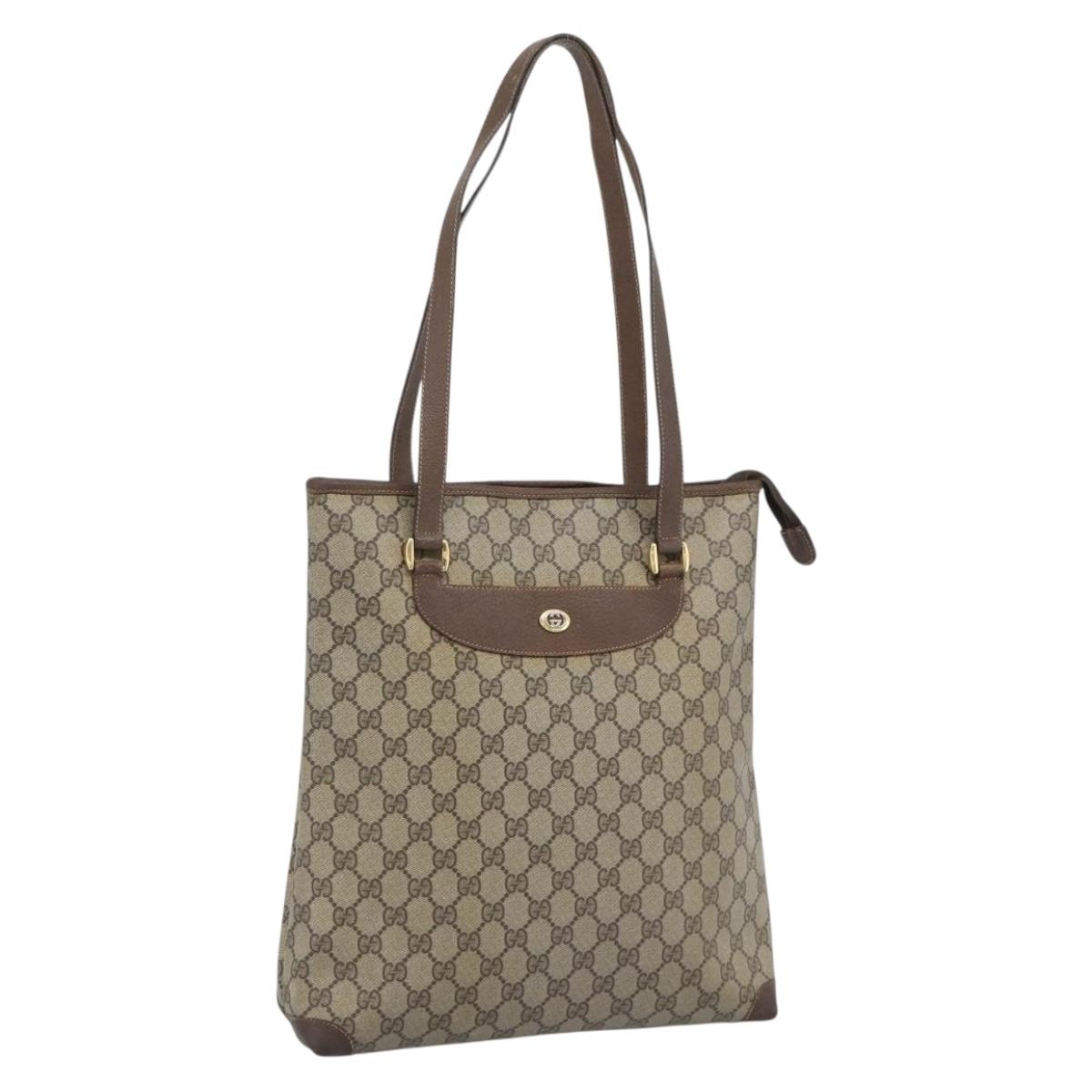 GUCCI GG Supreme Web Sherry Line Tote Bag PVC Beige Gold 89 02 905 Auth bs36567