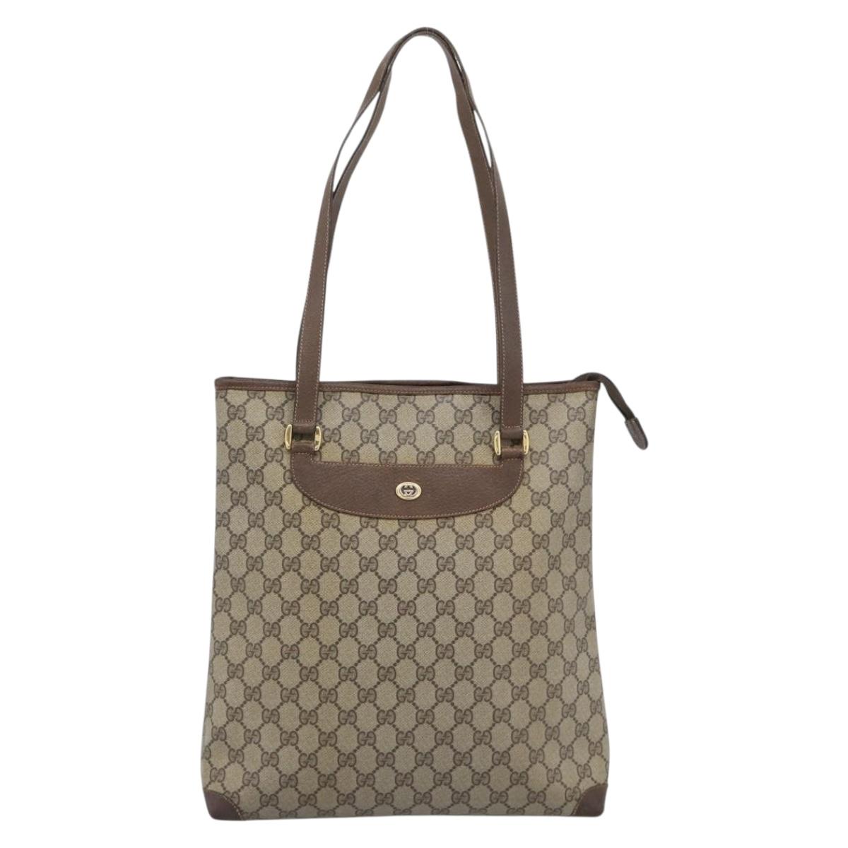GUCCI GG Supreme Web Sherry Line Tote Bag PVC Beige Gold 89 02 905 Auth bs36567