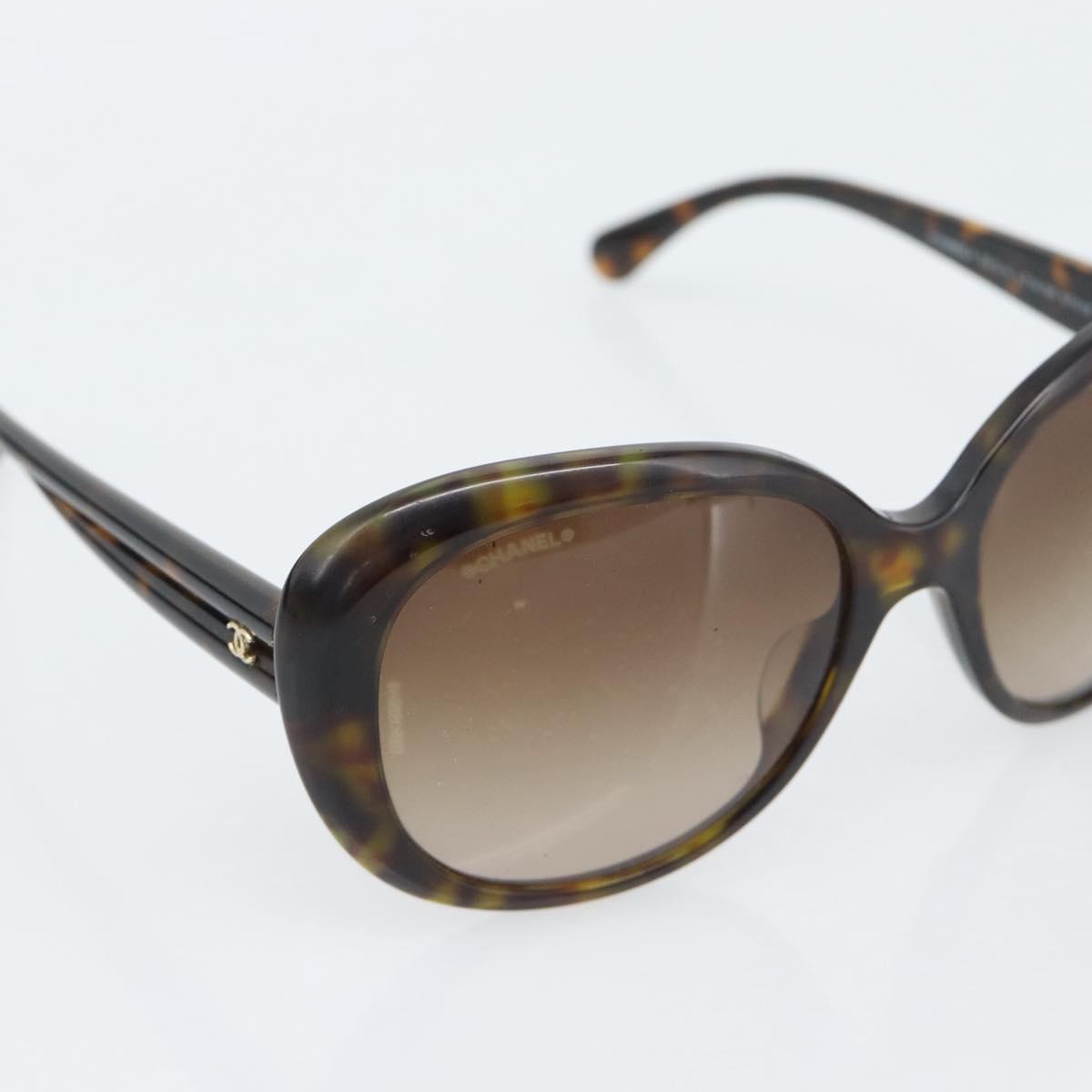 CHANEL Sunglasses plastic Brown CC Auth bs36570