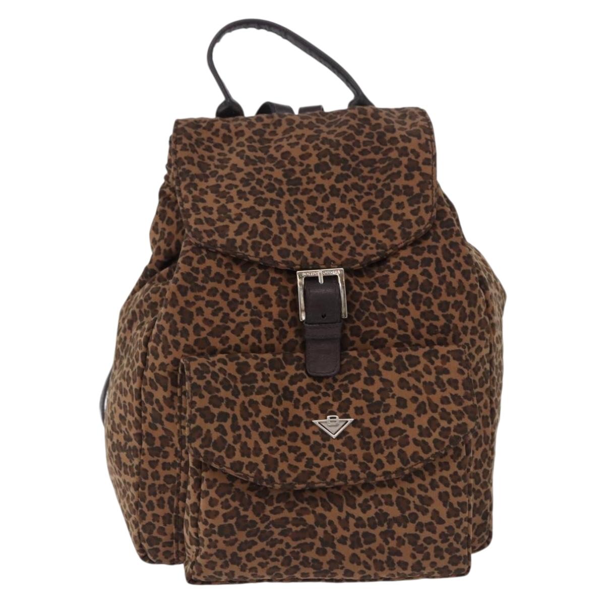 BOTTEGA VENETA Backpack Nylon Brown Gold Auth bs36573