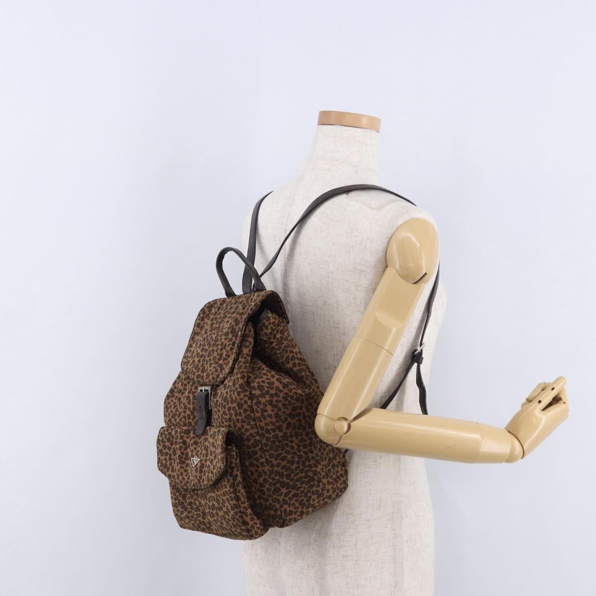 BOTTEGA VENETA Backpack Nylon Brown Gold Auth bs36573