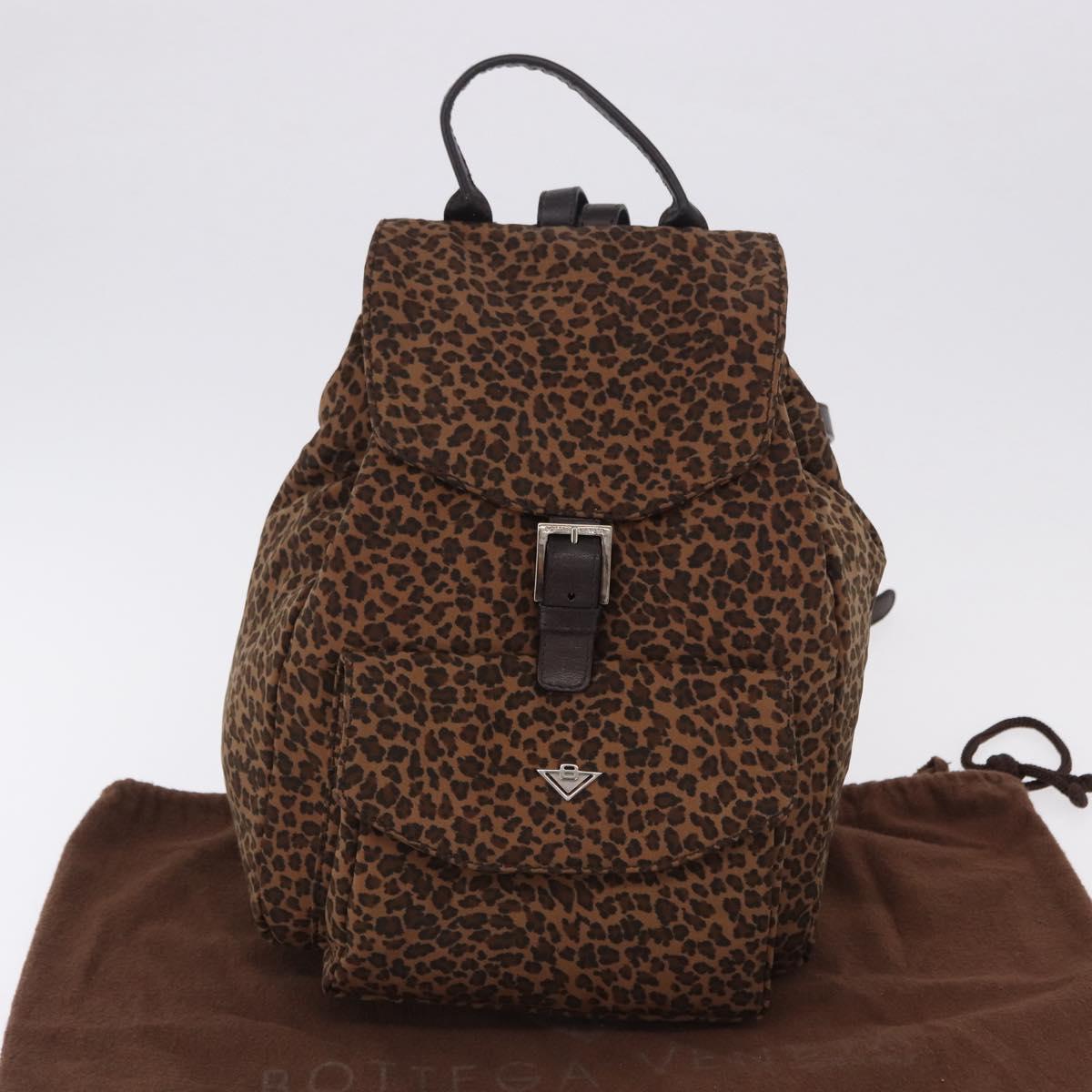 BOTTEGA VENETA Backpack Nylon Brown Gold Auth bs36573