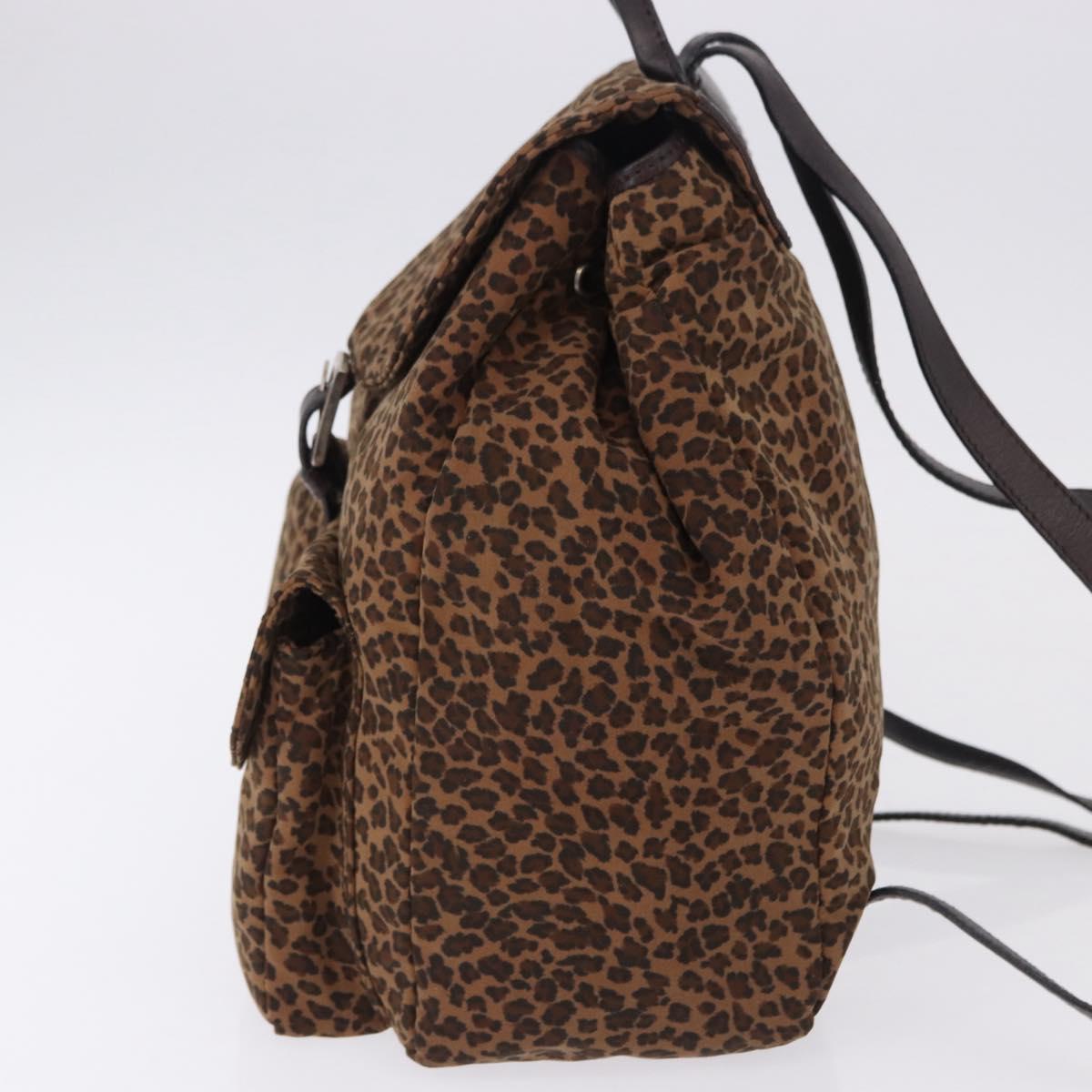 BOTTEGA VENETA Backpack Nylon Brown Gold Auth bs36573