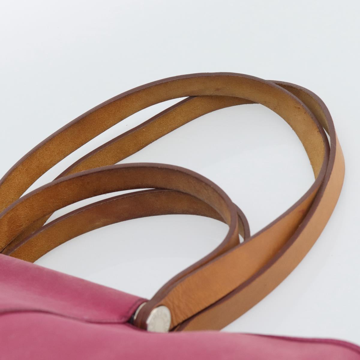 HERMES Kabak Elan PM Hand Bag Canvas Pink Auth bs36581