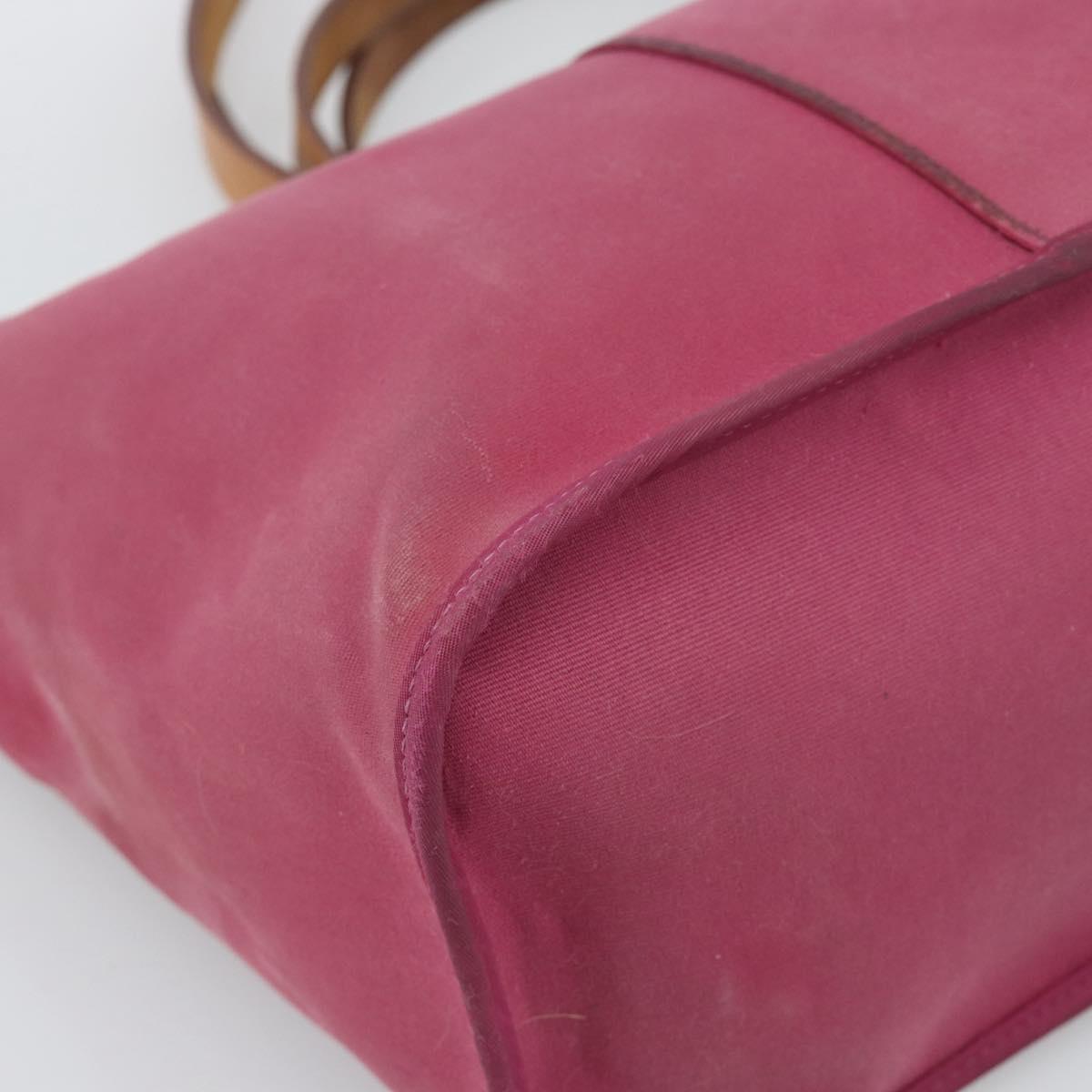 HERMES Kabak Elan PM Hand Bag Canvas Pink Auth bs36581