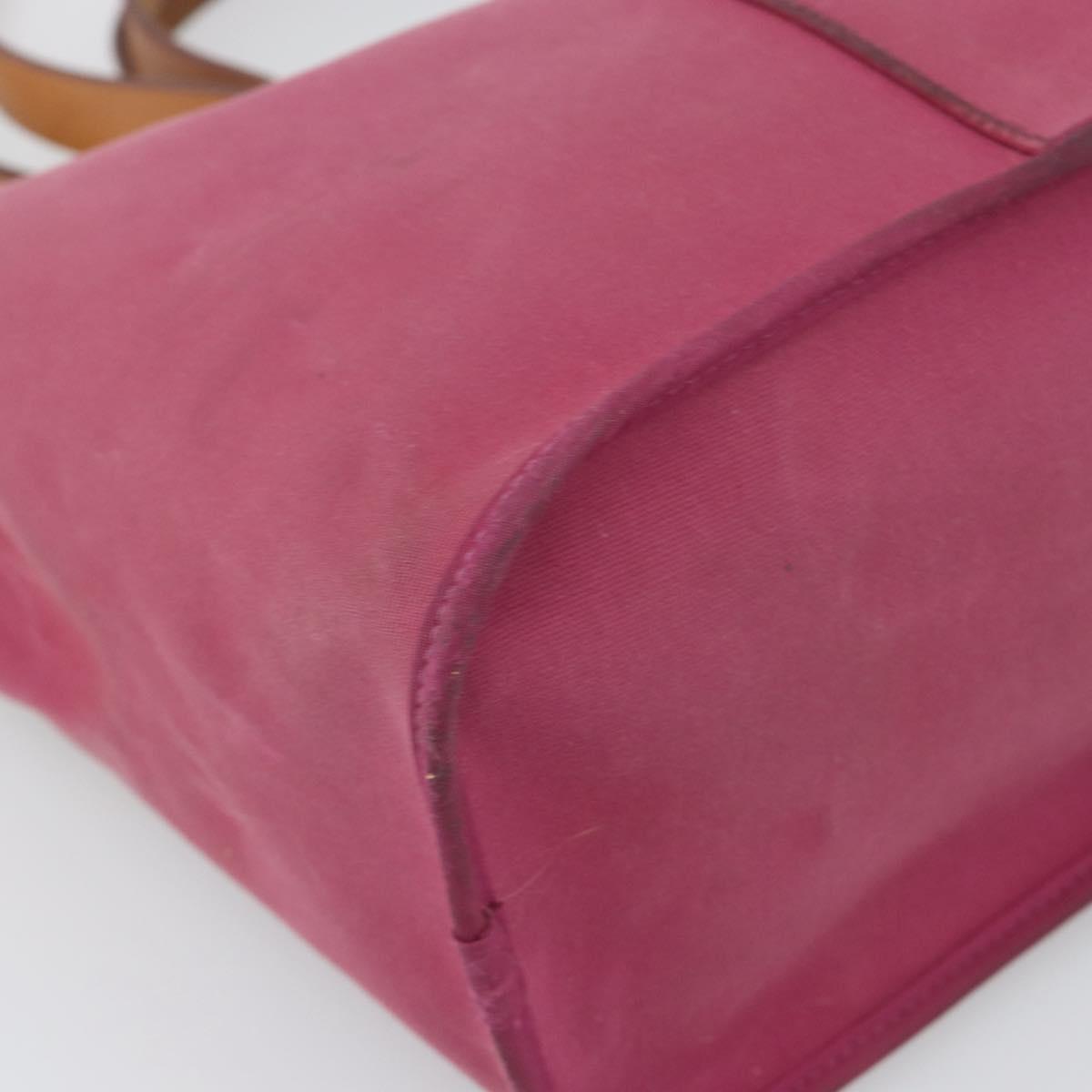 HERMES Kabak Elan PM Hand Bag Canvas Pink Auth bs36581