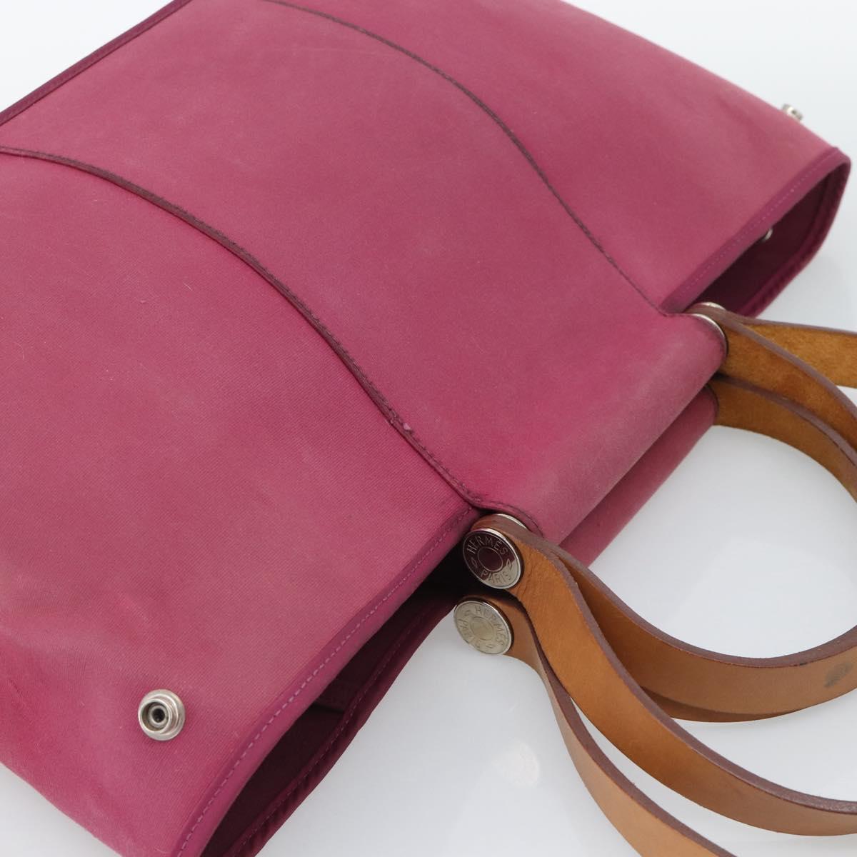 HERMES Kabak Elan PM Hand Bag Canvas Pink Auth bs36581