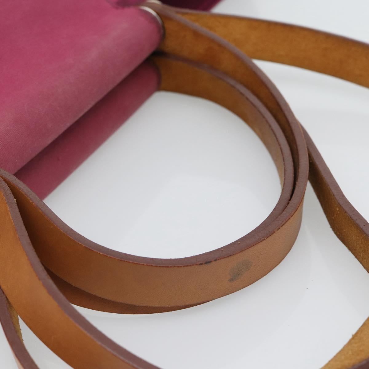 HERMES Kabak Elan PM Hand Bag Canvas Pink Auth bs36581