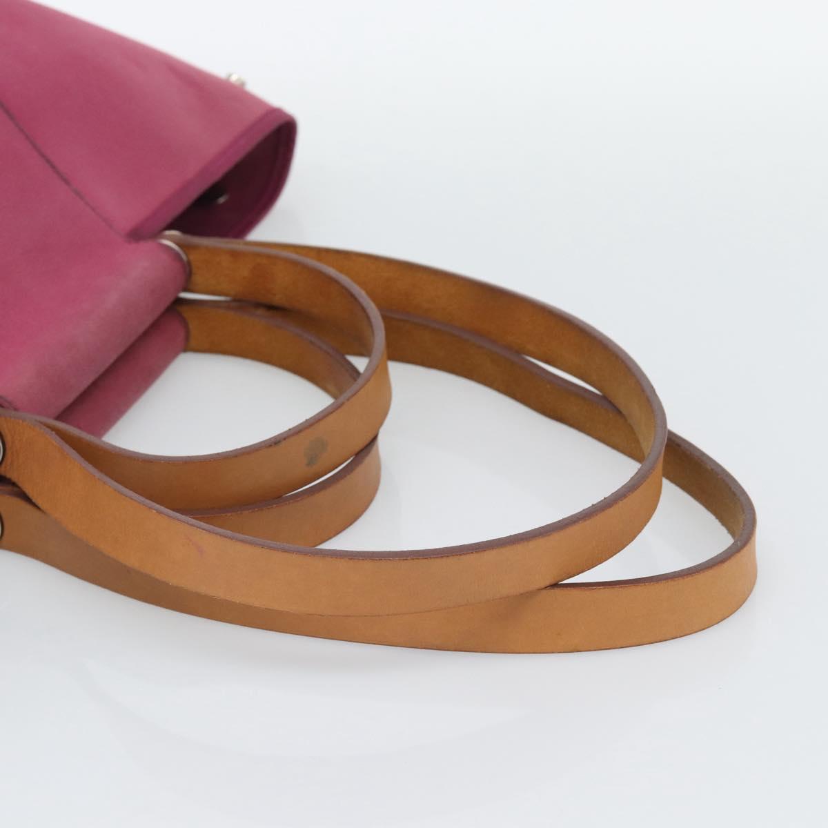 HERMES Kabak Elan PM Hand Bag Canvas Pink Auth bs36581