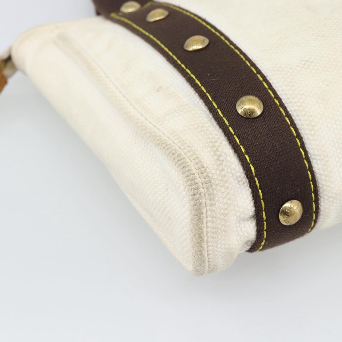 LOUIS VUITTON Antigua Cabas PM Tote Bag White Brown M40036 LV Auth bs36588