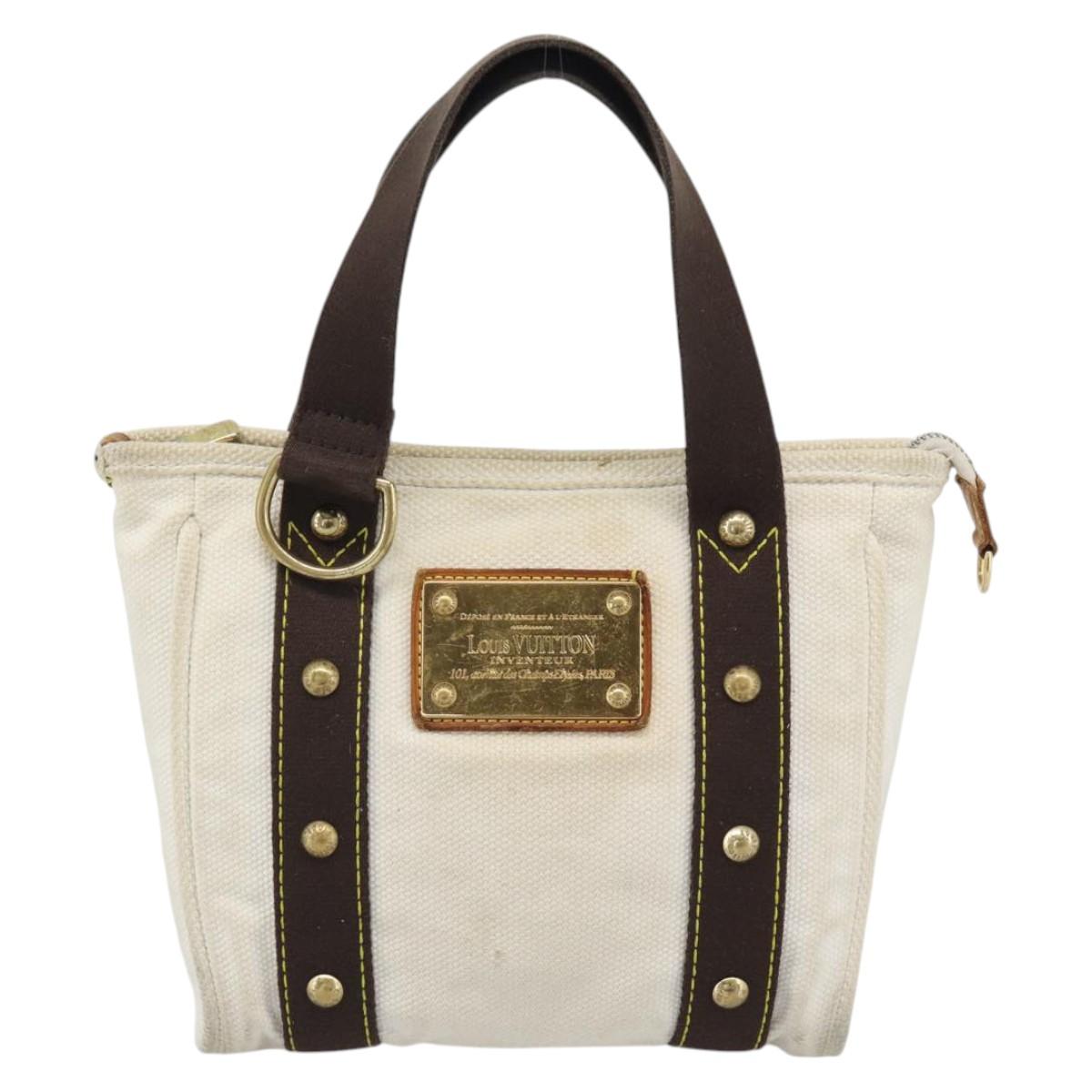 LOUIS VUITTON Antigua Cabas PM Tote Bag White Brown M40036 LV Auth bs36588