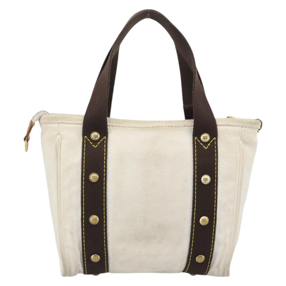 LOUIS VUITTON Antigua Cabas PM Tote Bag White Brown M40036 LV Auth bs36588