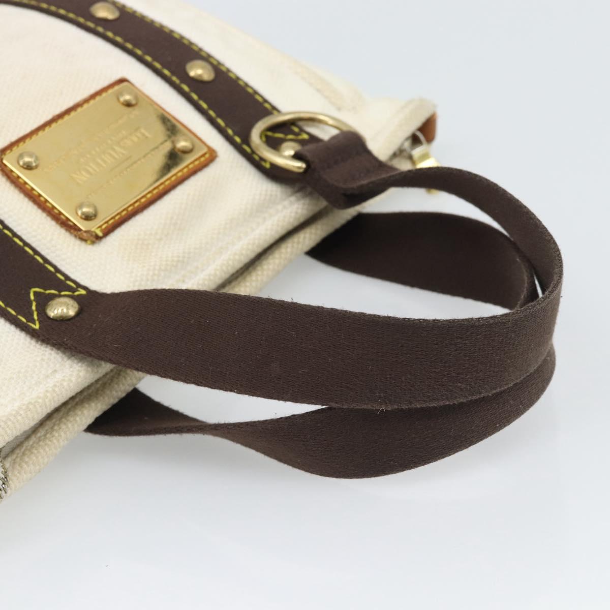 LOUIS VUITTON Antigua Cabas PM Tote Bag White Brown M40036 LV Auth bs36588