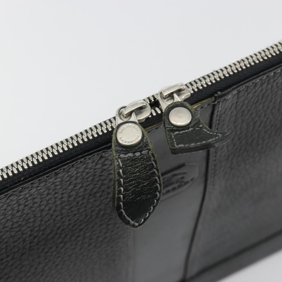 BURBERRY Briefcase Leather Black Silver Auth bs36590