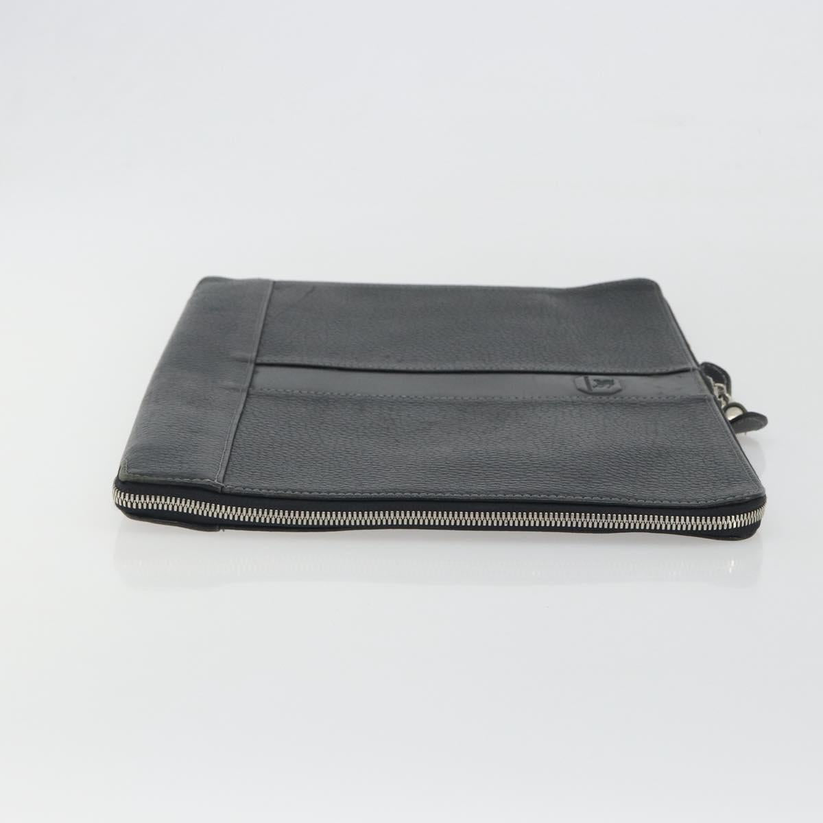 BURBERRY Briefcase Leather Black Silver Auth bs36590