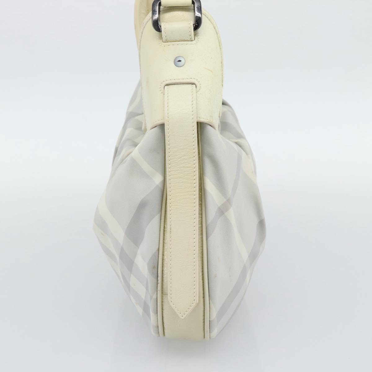 BURBERRY Nova Check Hand Bag PVC Light Blue Silver Auth bs36591