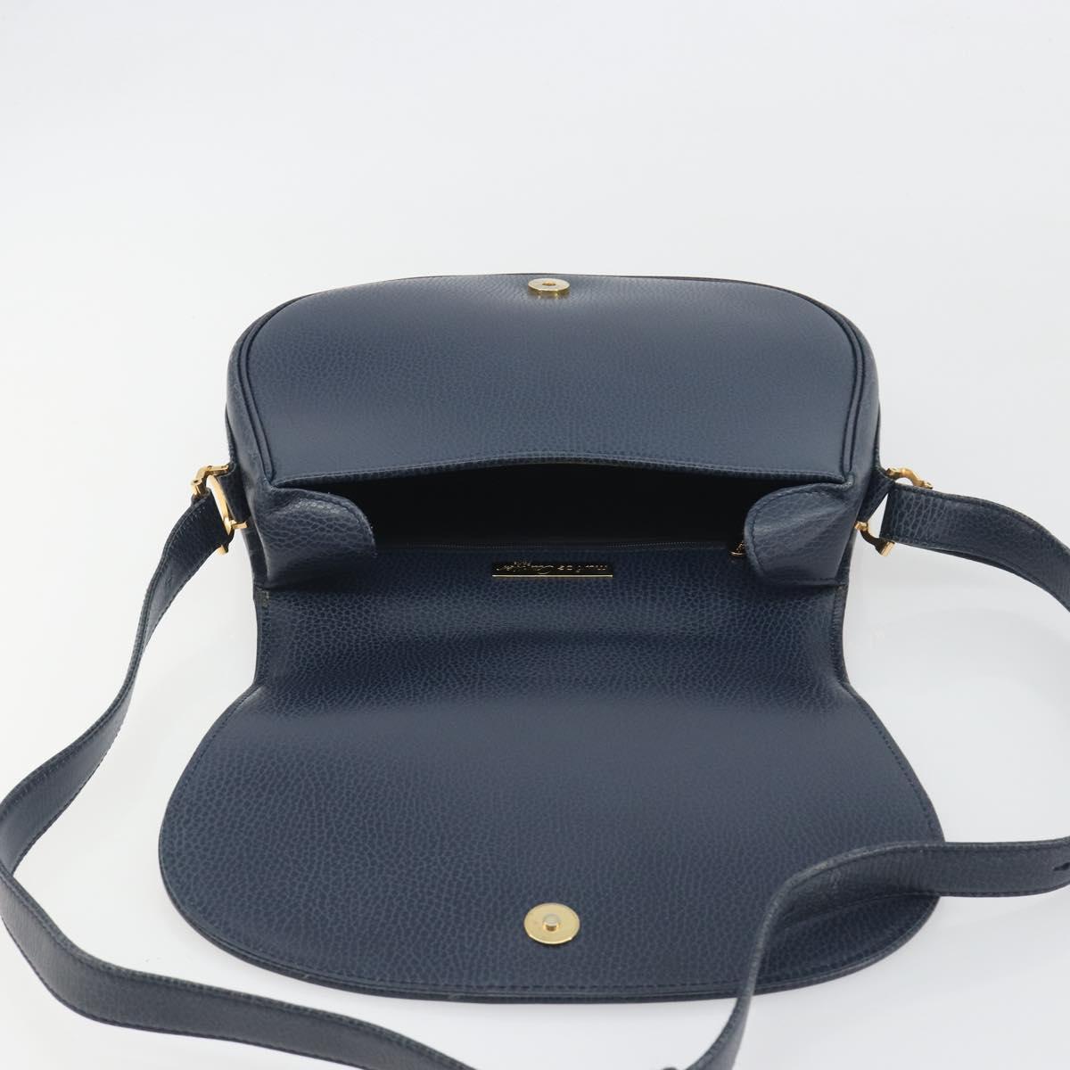 CARTIER Must Line Shoulder Bag Leather Blue Gold Auth bs36594
