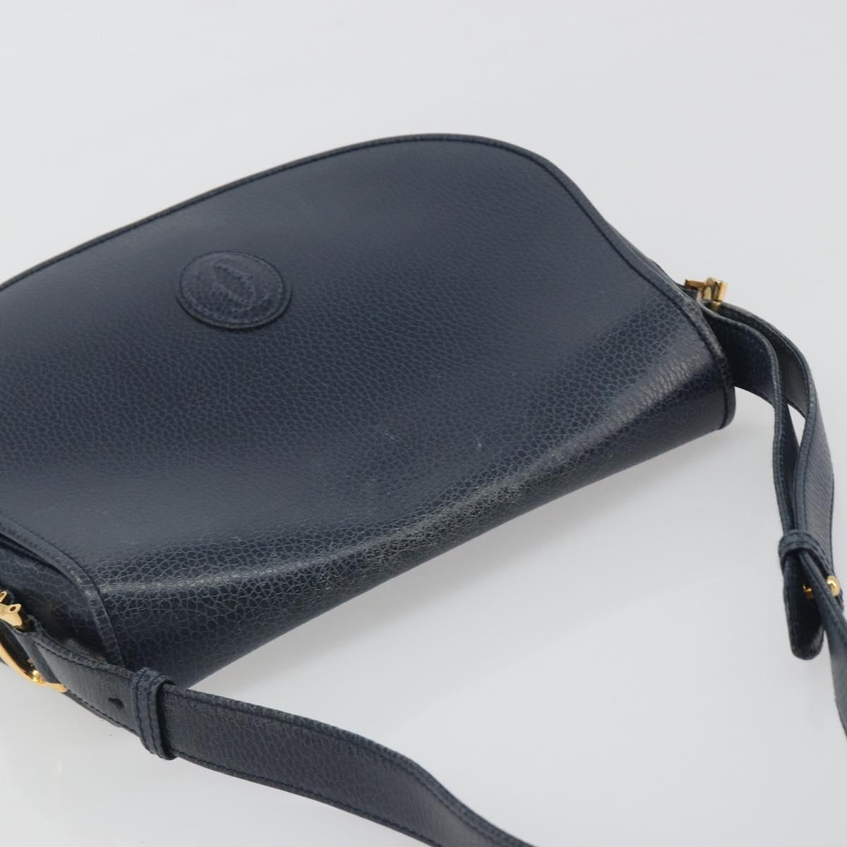 CARTIER Must Line Shoulder Bag Leather Blue Gold Auth bs36594