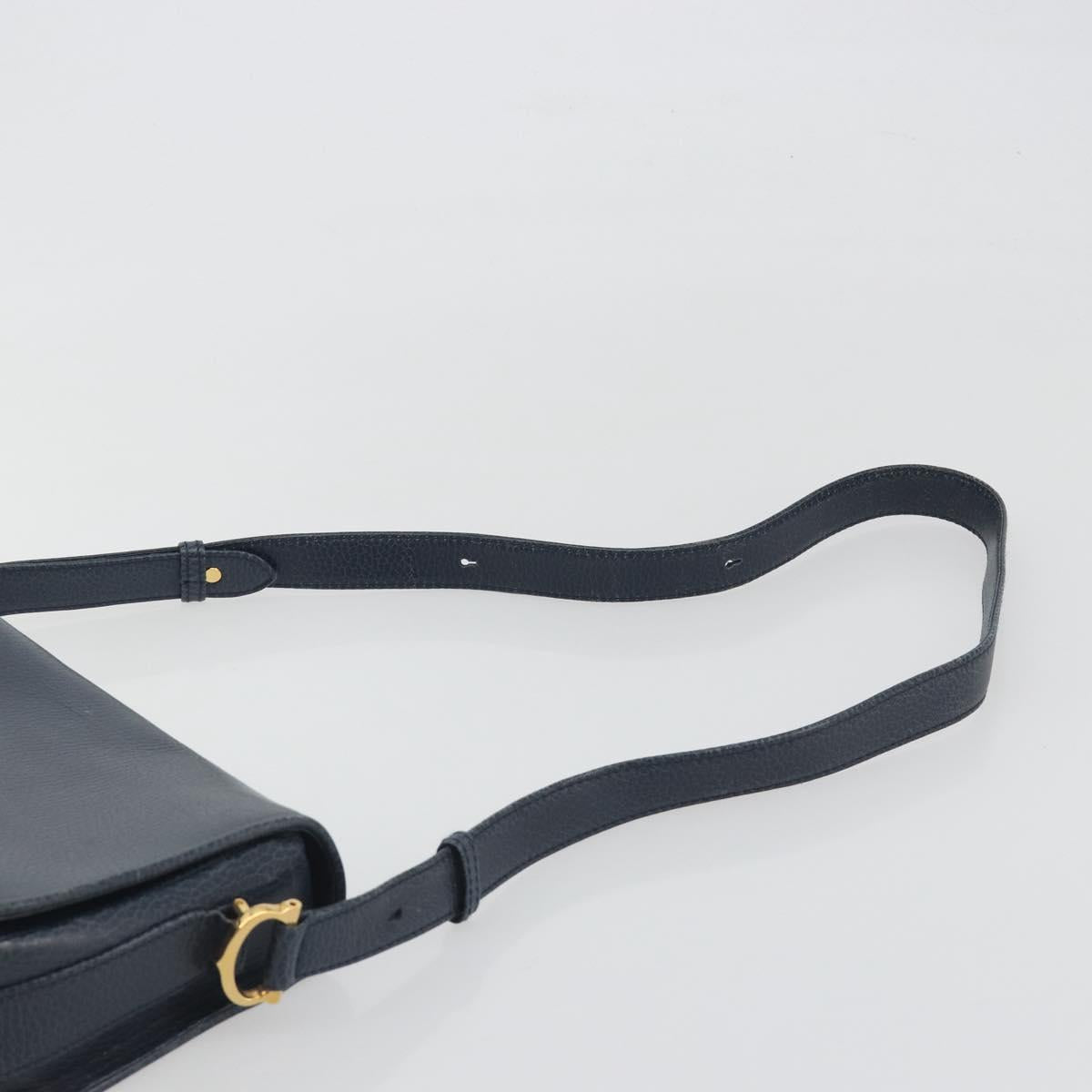 CARTIER Must Line Shoulder Bag Leather Blue Gold Auth bs36594