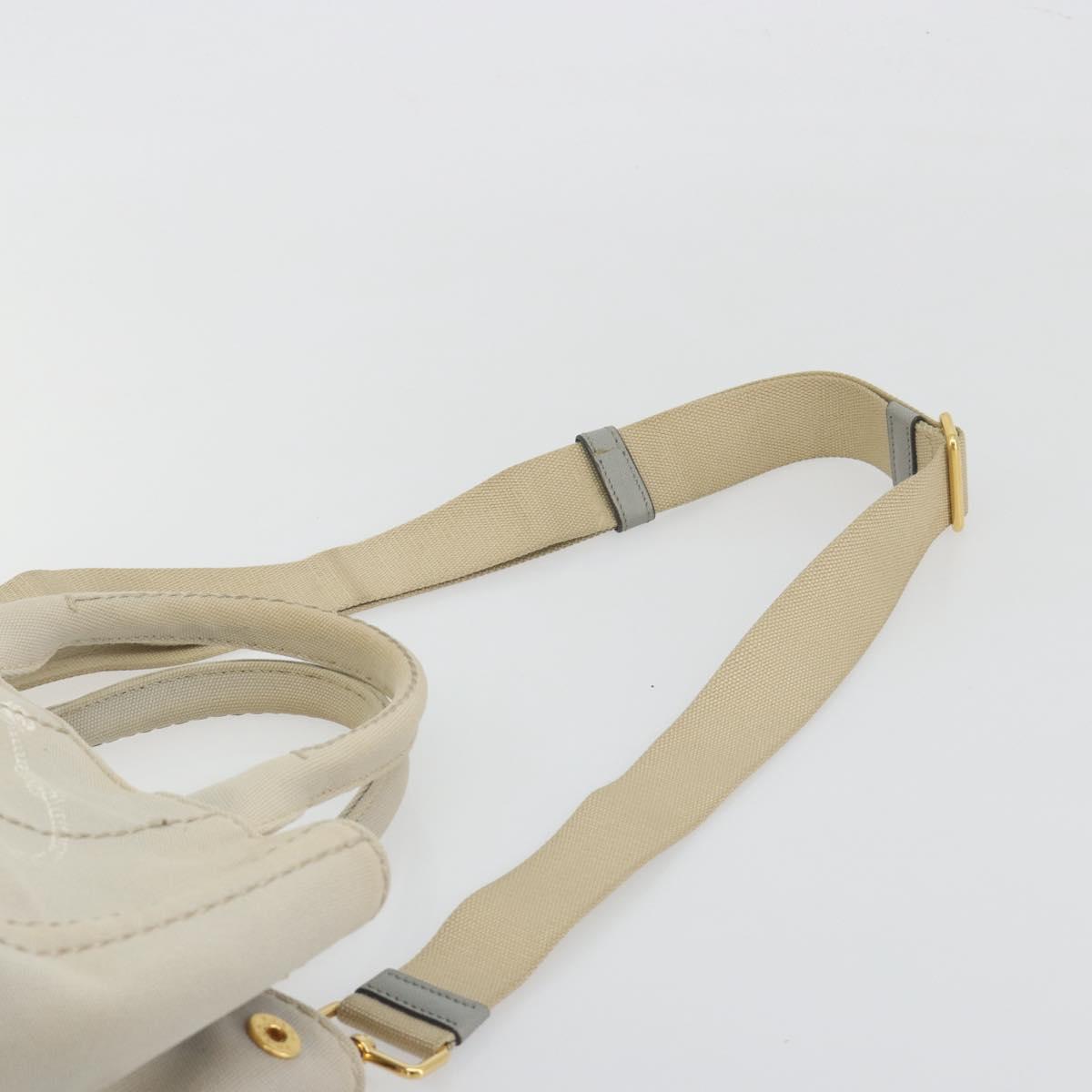 PRADA Canapa PM Hand Bag Canvas 2way Gray Gold Auth bs36595