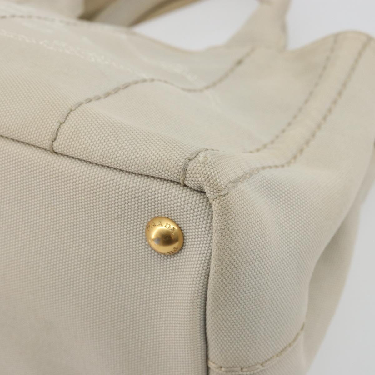 PRADA Canapa PM Hand Bag Canvas 2way Gray Gold Auth bs36595