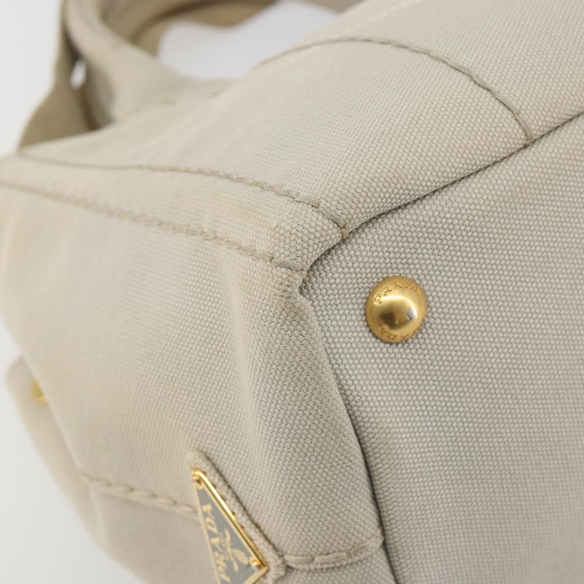 PRADA Canapa PM Hand Bag Canvas 2way Gray Gold Auth bs36595
