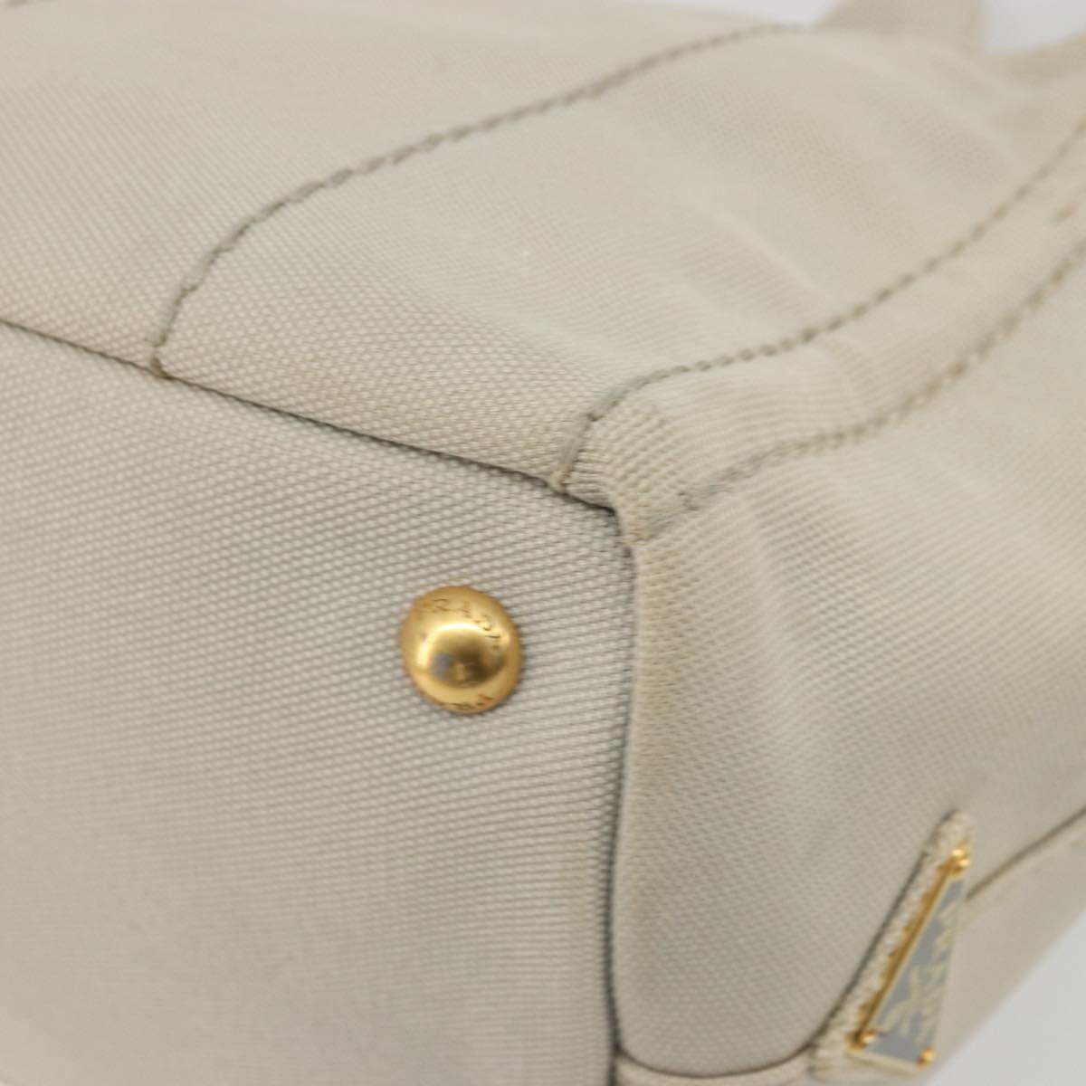 PRADA Canapa PM Hand Bag Canvas 2way Gray Gold Auth bs36595