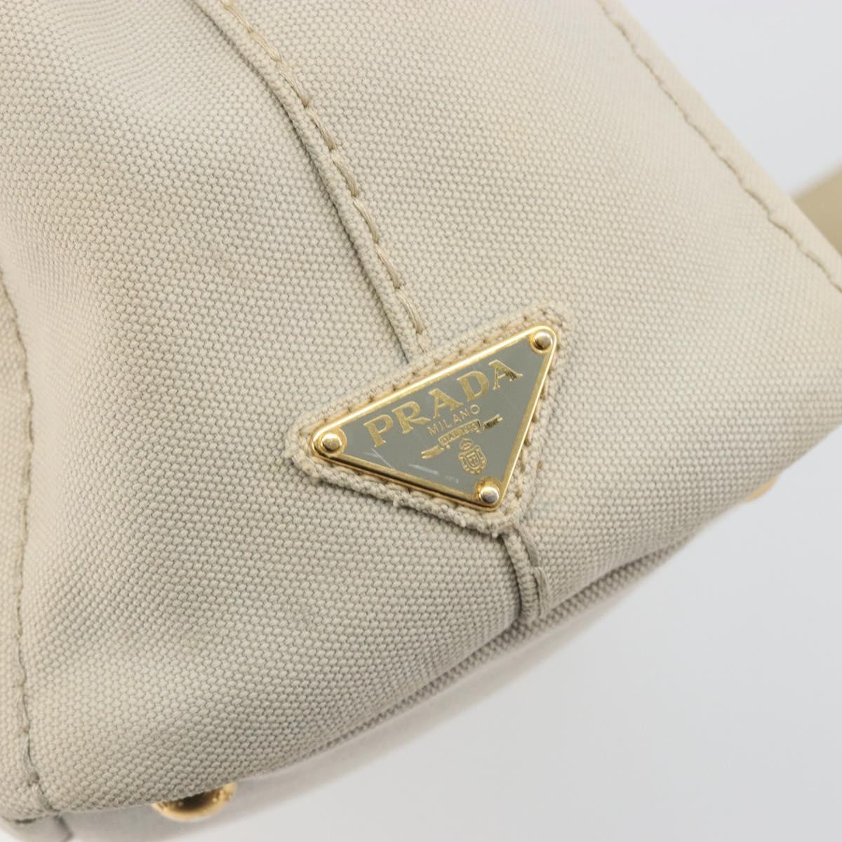PRADA Canapa PM Hand Bag Canvas 2way Gray Gold Auth bs36595