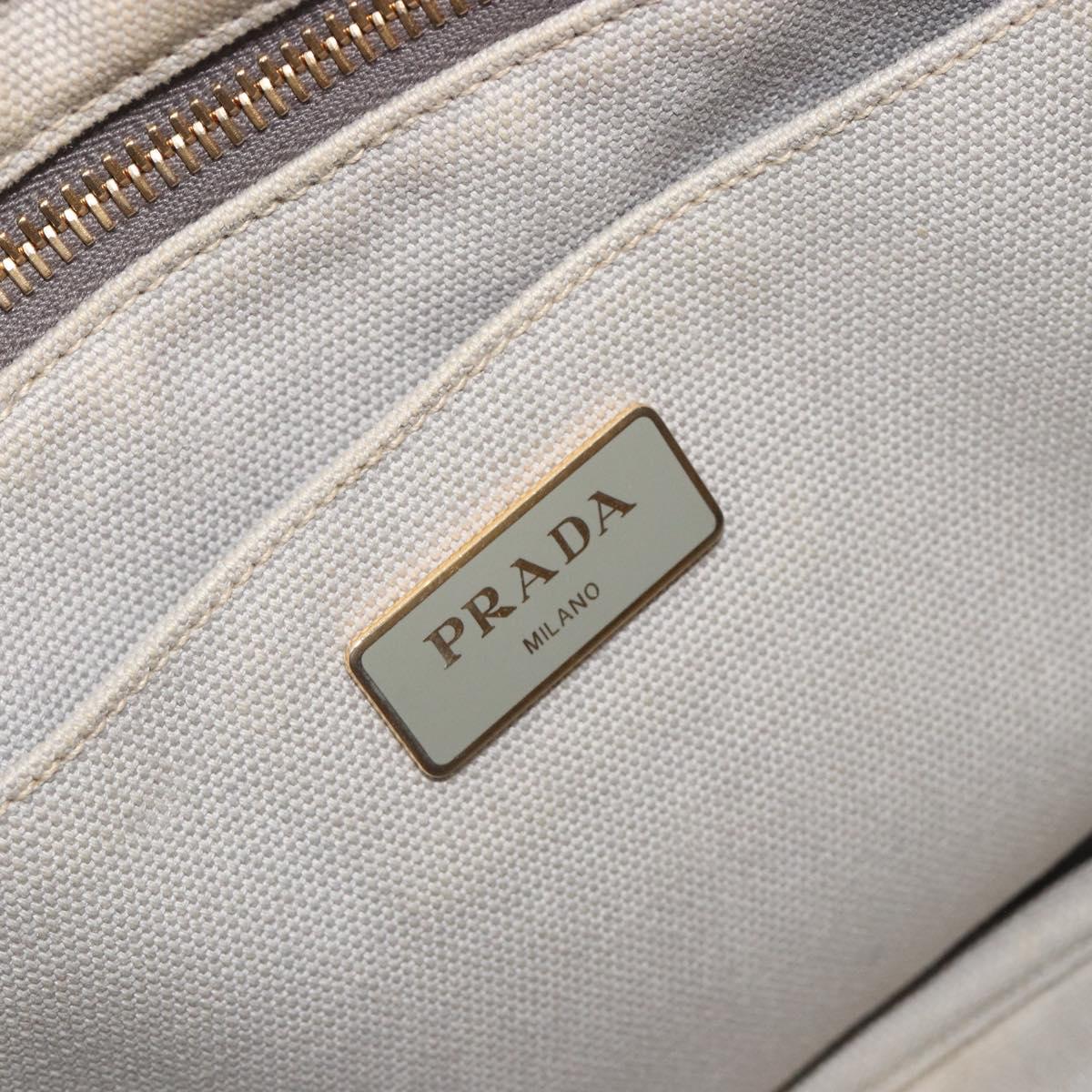 PRADA Canapa PM Hand Bag Canvas 2way Gray Gold Auth bs36595