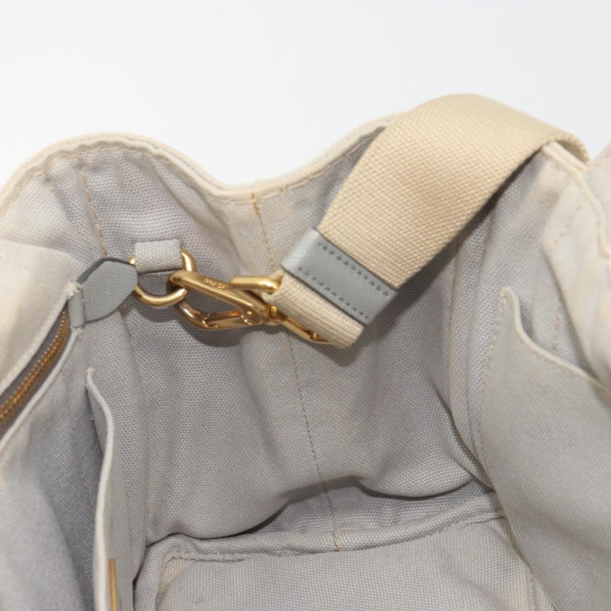 PRADA Canapa PM Hand Bag Canvas 2way Gray Gold Auth bs36595