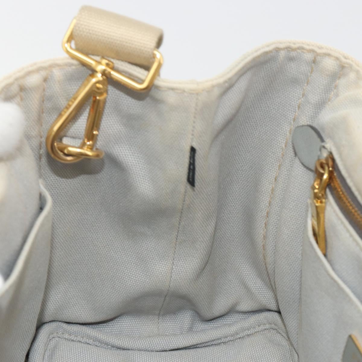 PRADA Canapa PM Hand Bag Canvas 2way Gray Gold Auth bs36595