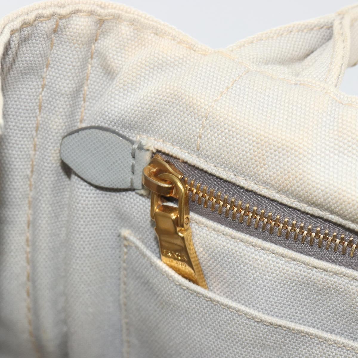PRADA Canapa PM Hand Bag Canvas 2way Gray Gold Auth bs36595