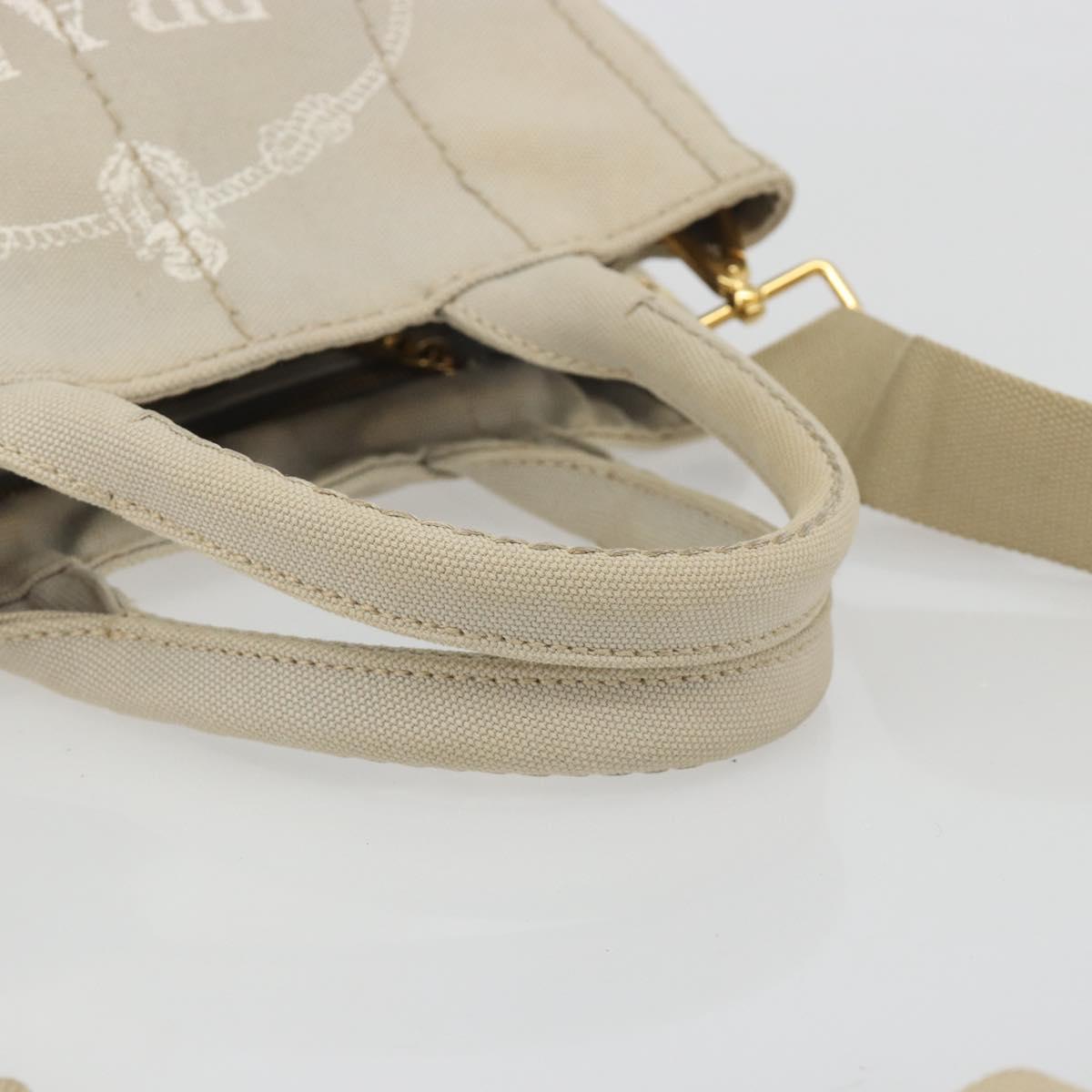 PRADA Canapa PM Hand Bag Canvas 2way Gray Gold Auth bs36595