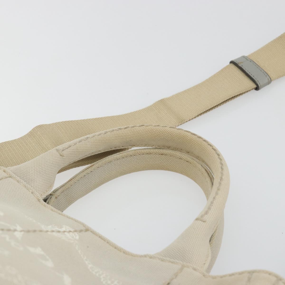 PRADA Canapa PM Hand Bag Canvas 2way Gray Gold Auth bs36595