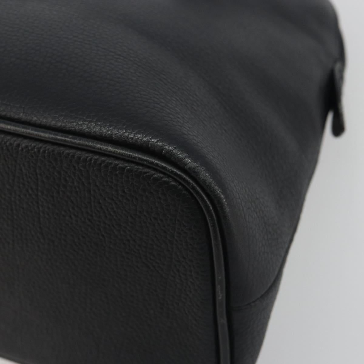 BURBERRY Hand Bag Leather Black Gold Auth bs36597
