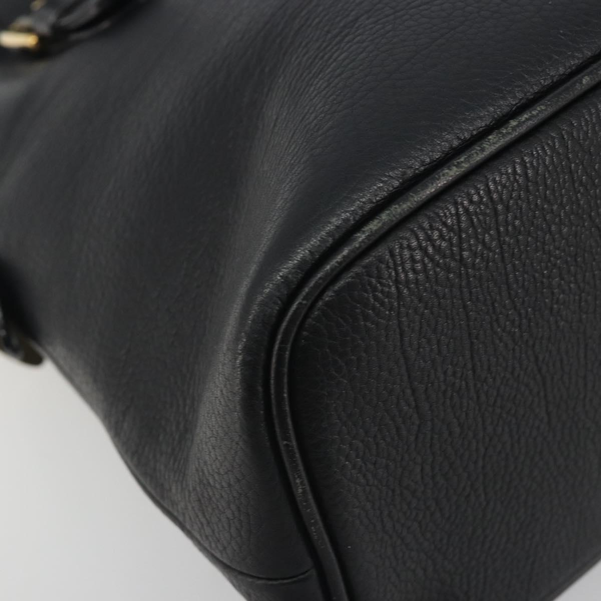 BURBERRY Hand Bag Leather Black Gold Auth bs36597