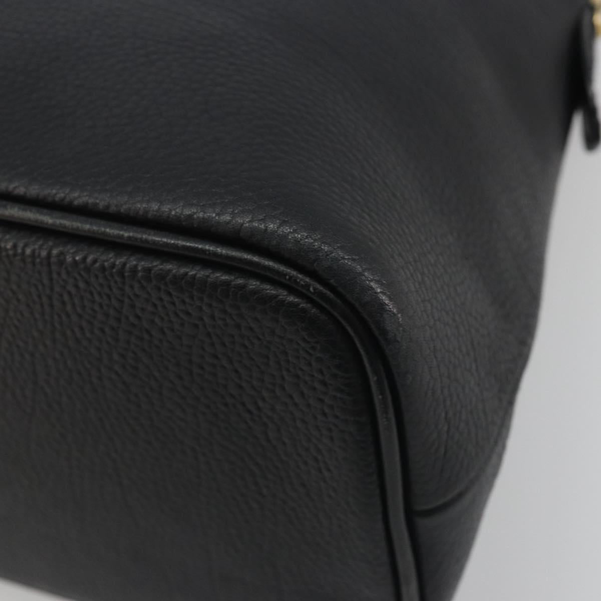 BURBERRY Hand Bag Leather Black Gold Auth bs36597