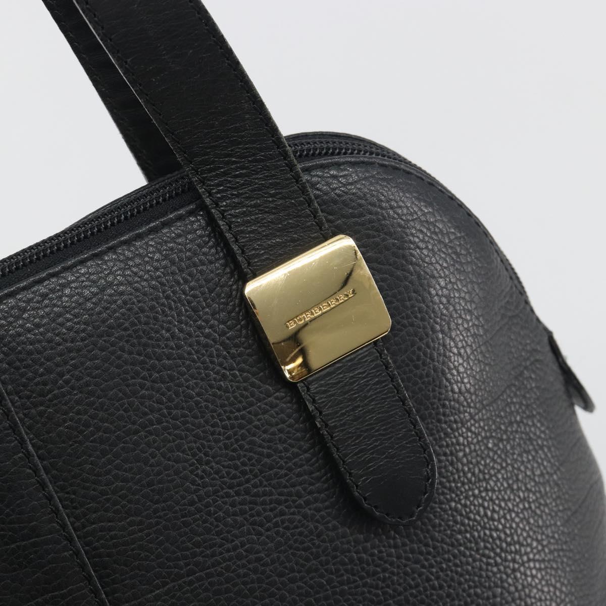 BURBERRY Hand Bag Leather Black Gold Auth bs36597