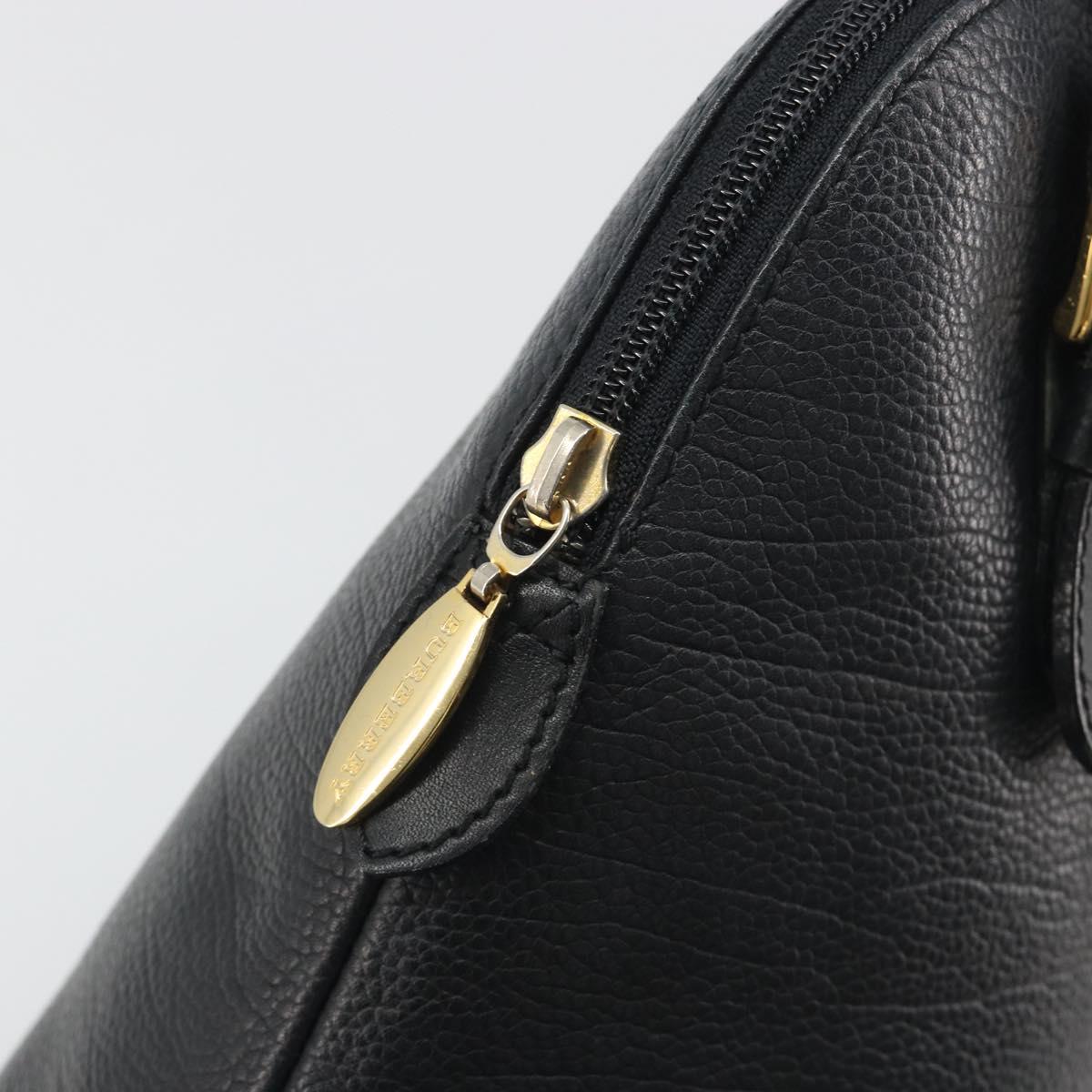 BURBERRY Hand Bag Leather Black Gold Auth bs36597